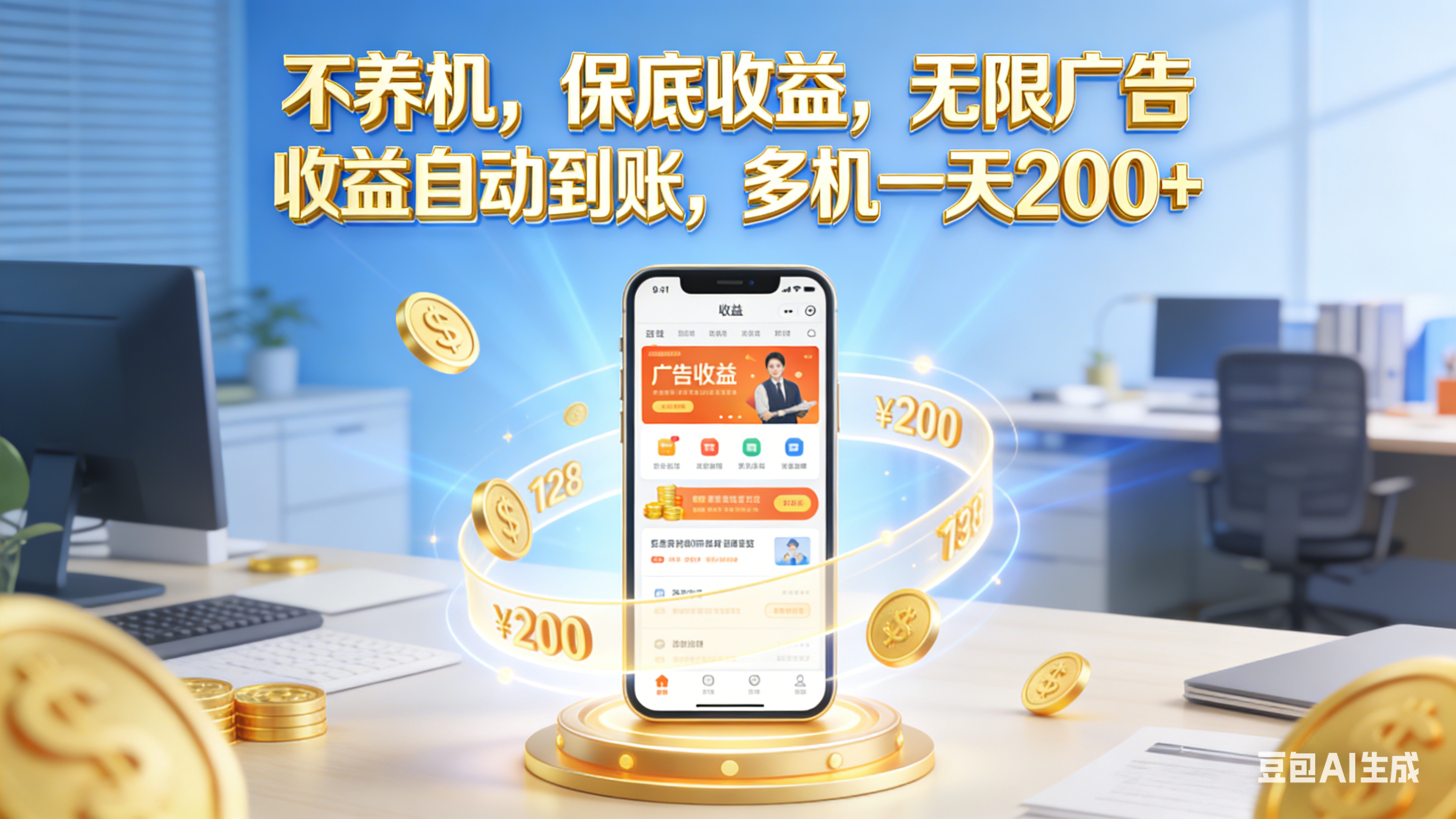 不养机，保底收益，无限广告，收益自动到账，多机一天200+搞钱网创吧-网创项目资源站-副业项目-创业项目-搞钱项目搞钱网创吧