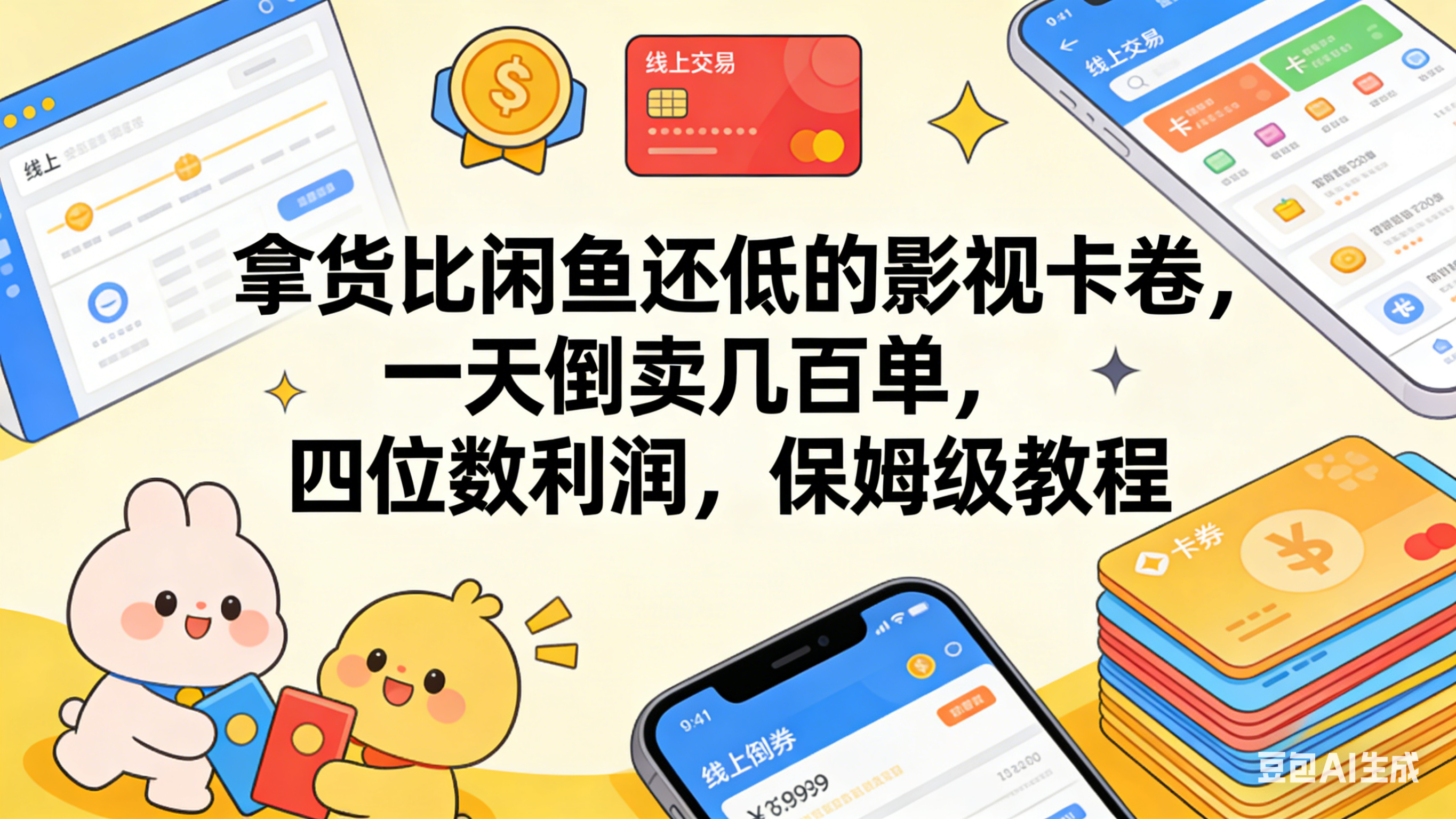 拿货比闲鱼还低的影视卡卷,一天倒卖几百单,四位数利润,保姆级教程搞钱网创吧-网创项目资源站-副业项目-创业项目-搞钱项目搞钱网创吧