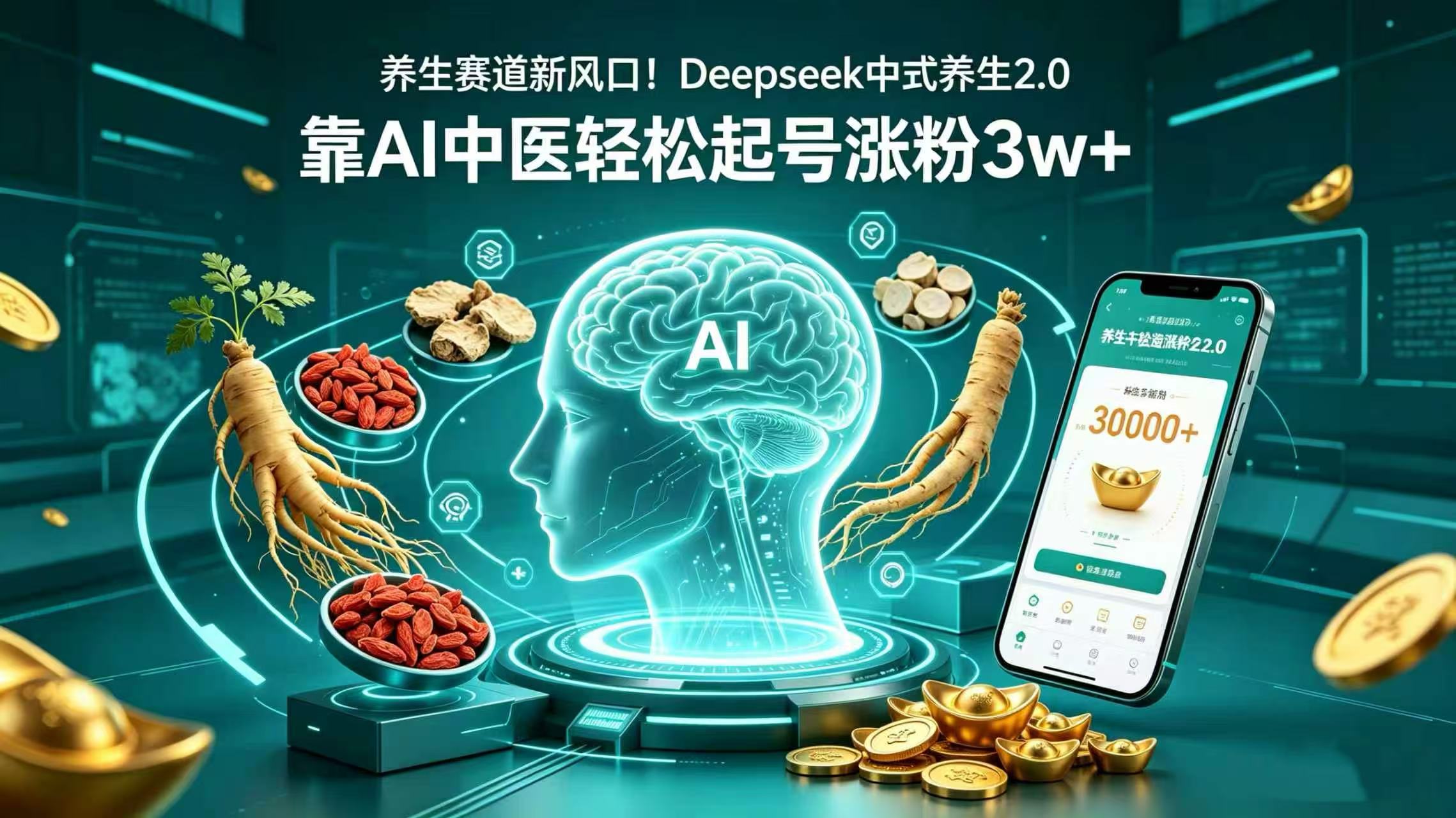 养生赛道新风口！Deepseek 中式养生 2.0，靠 AI 中医轻松起号涨粉 3w+搞钱网创吧-网创项目资源站-副业项目-创业项目-搞钱项目搞钱网创吧