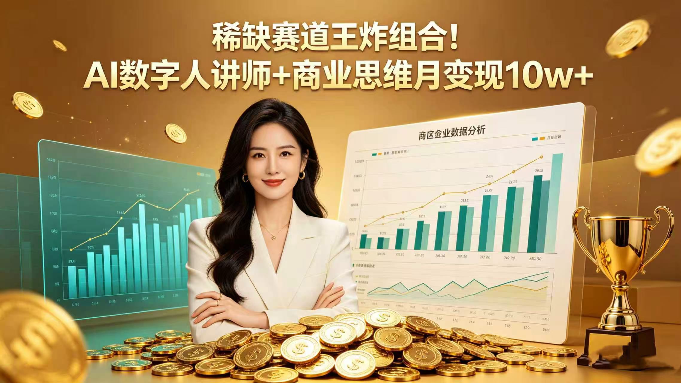 稀缺赛道王炸组合！AI 数字人讲师 + 商业思维 月变现 10w+搞钱网创吧-网创项目资源站-副业项目-创业项目-搞钱项目搞钱网创吧
