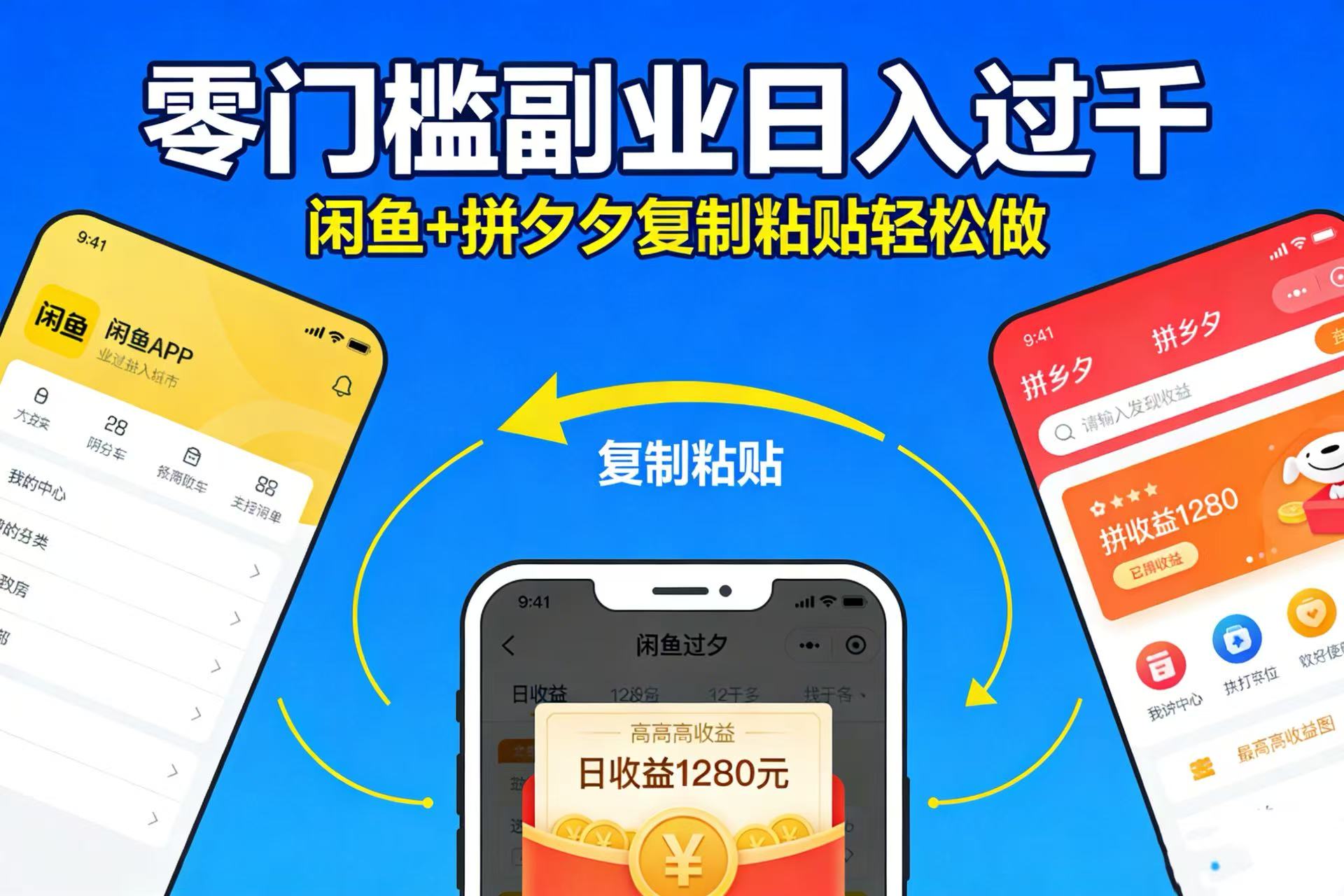 不用学技术！闲鱼 + 拼夕夕复制粘贴，零门槛副业日入过千搞钱网创吧-网创项目资源站-副业项目-创业项目-搞钱项目搞钱网创吧