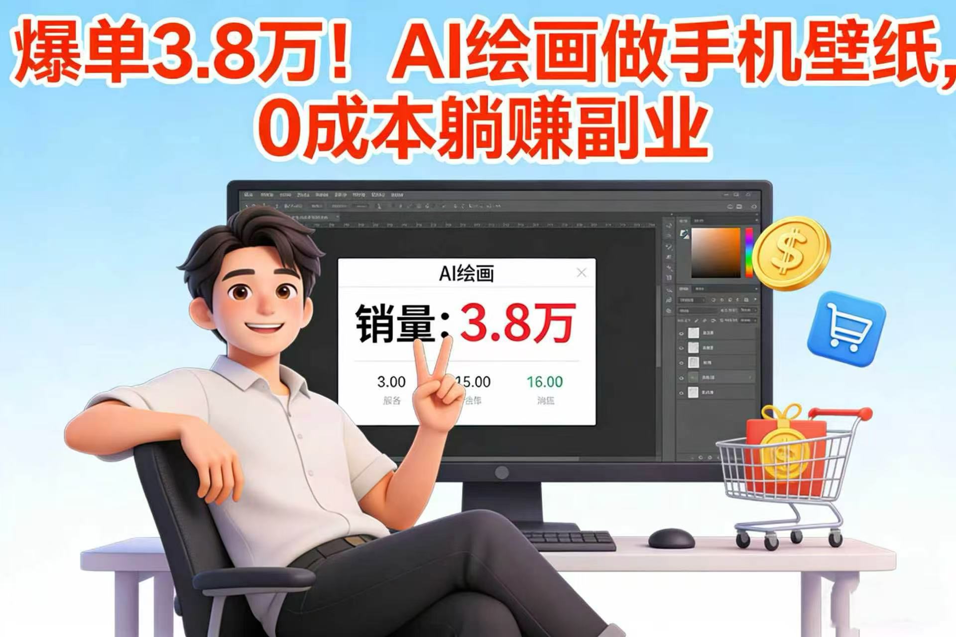 爆单 3.8 万！AI 绘画做手机壁纸，0 成本躺赚副业搞钱网创吧-网创项目资源站-副业项目-创业项目-搞钱项目搞钱网创吧