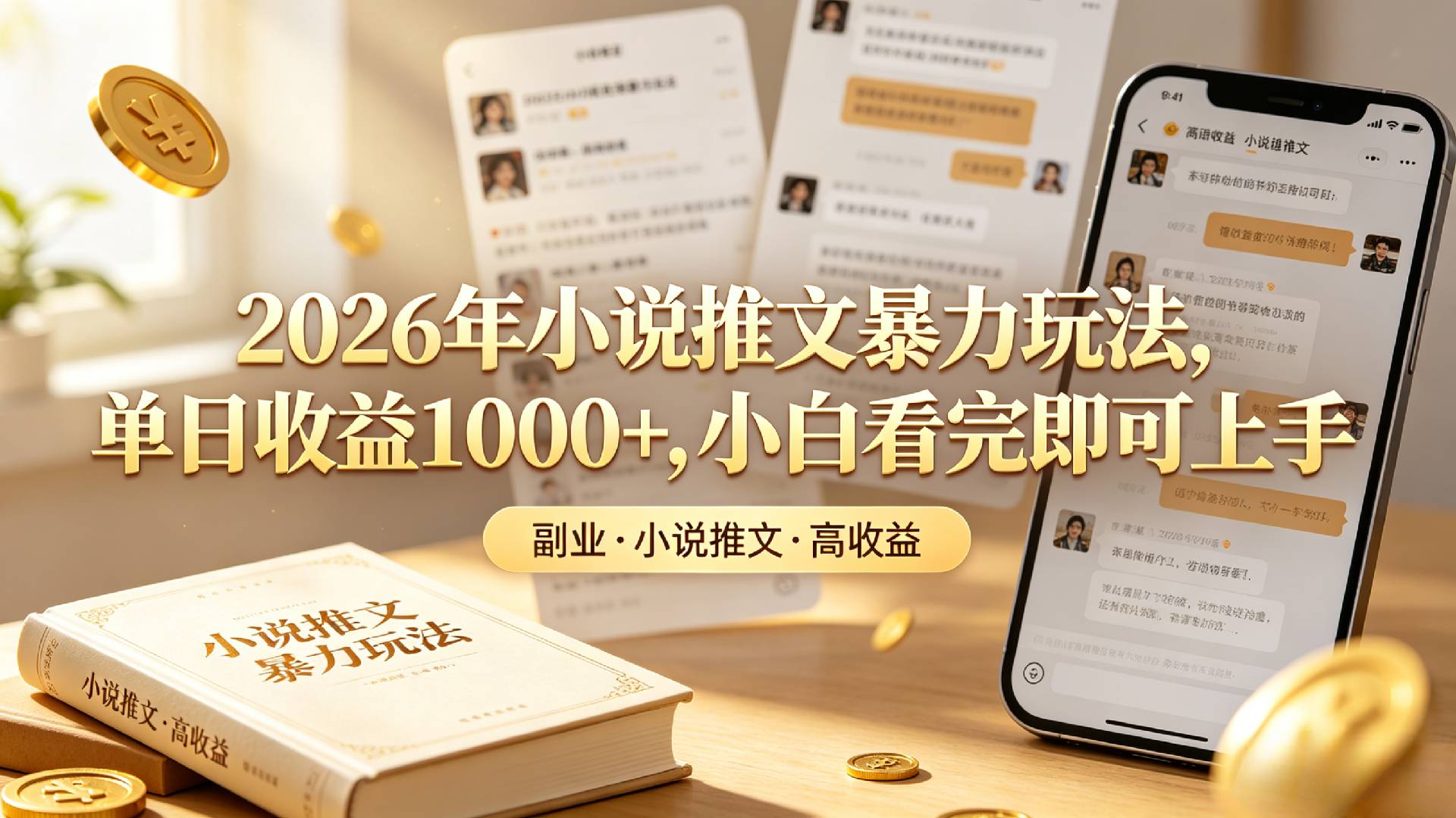 2026年小说推文暴力玩法，单日收益1000+，小白看完即可上手搞钱网创吧-网创项目资源站-副业项目-创业项目-搞钱项目搞钱网创吧
