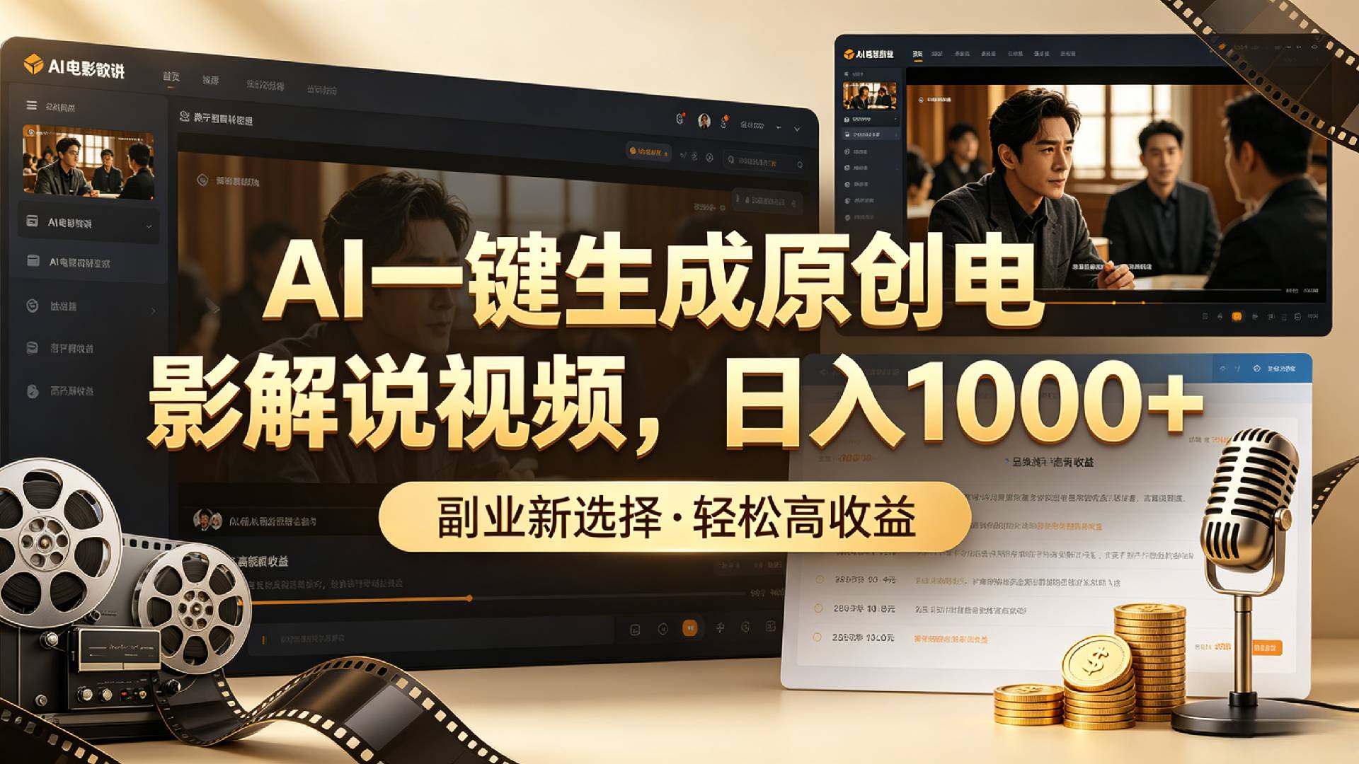 AI一键生成原创电影解说视频，日入1000+！搞钱网创吧-网创项目资源站-副业项目-创业项目-搞钱项目搞钱网创吧