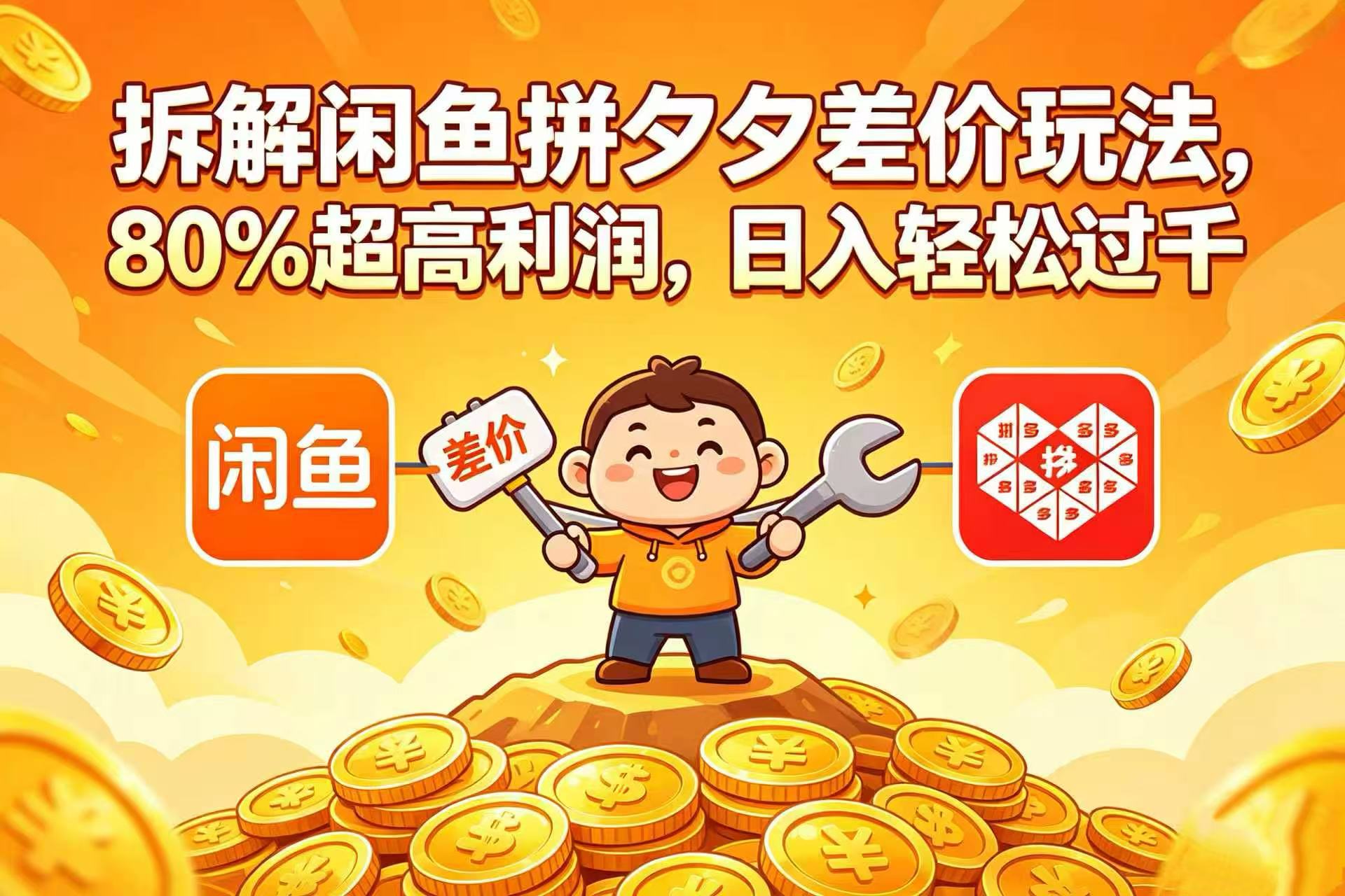 拆解闲鱼拼夕夕差价玩法,80% 超高利润,日入轻松过千搞钱网创吧-网创项目资源站-副业项目-创业项目-搞钱项目搞钱网创吧